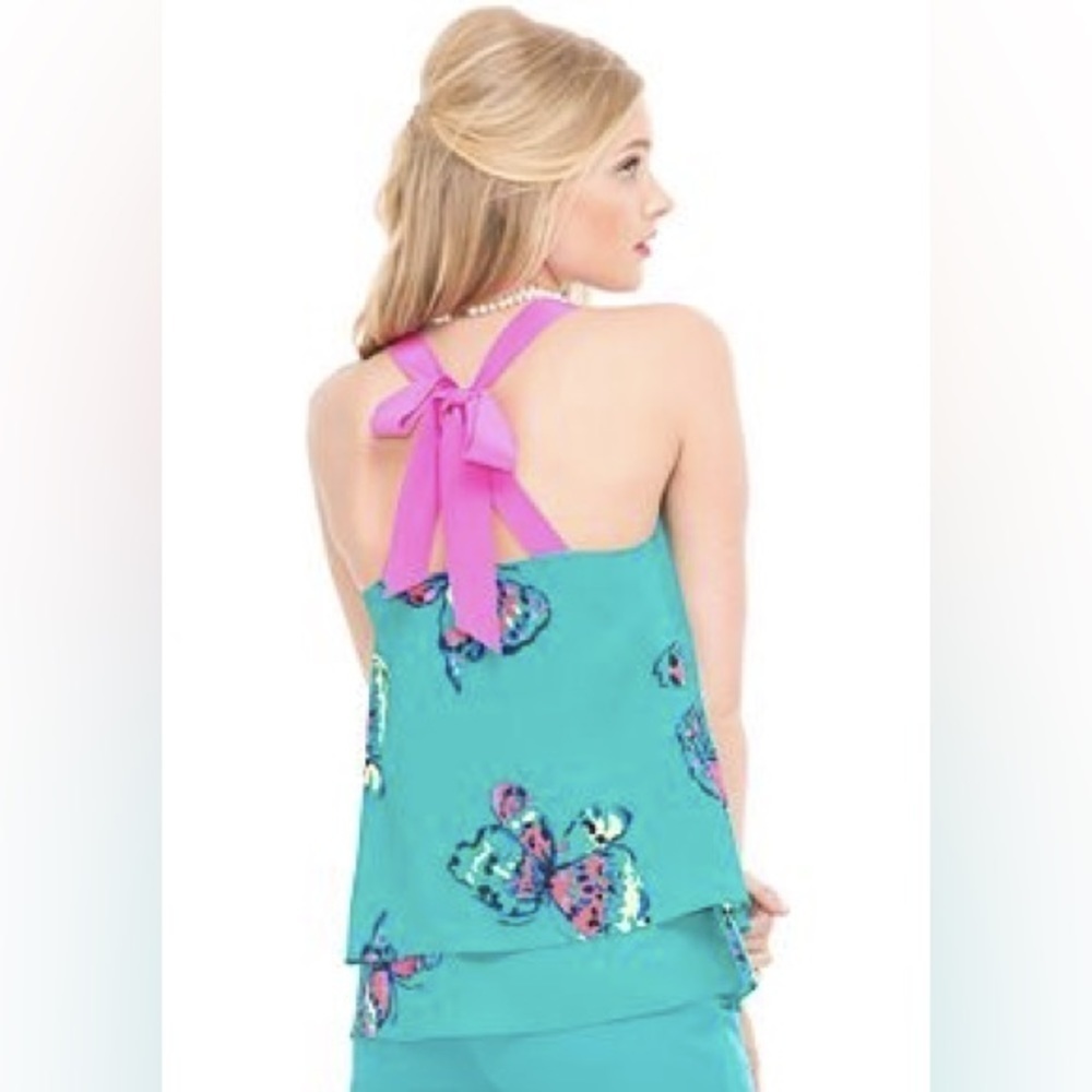 LILLY Pulitzer Sleeveless Tieback Layered Cami Top